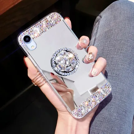 Bling Diamond Rhinestone Glitter Mirror Case For Xiaomi Redmi 8 7 5 6 5A 6A 7A 8A Note9 Pro with Ring Holder Stand | Мобильные