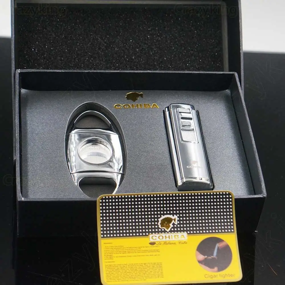 COHIBA 3 Факел JET пламя сигары зажигалка с острым резаком набор | Дом и сад