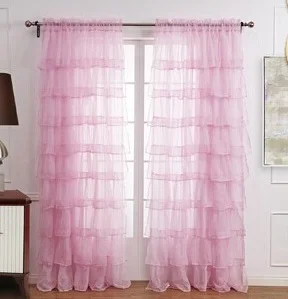 pink Современные Многослойные шторы для девочек, для спальни, белые, зеленые, розовые, кружевные, прозрачные, тюлевые шторы принцессы, по индивидуальному заказу, для окна - Цвет: pink