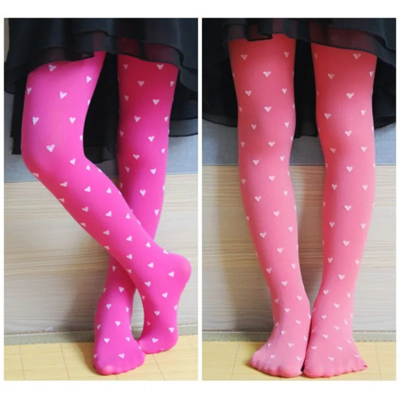 Повседневные летние колготки чулки для девочек с принтом сердца