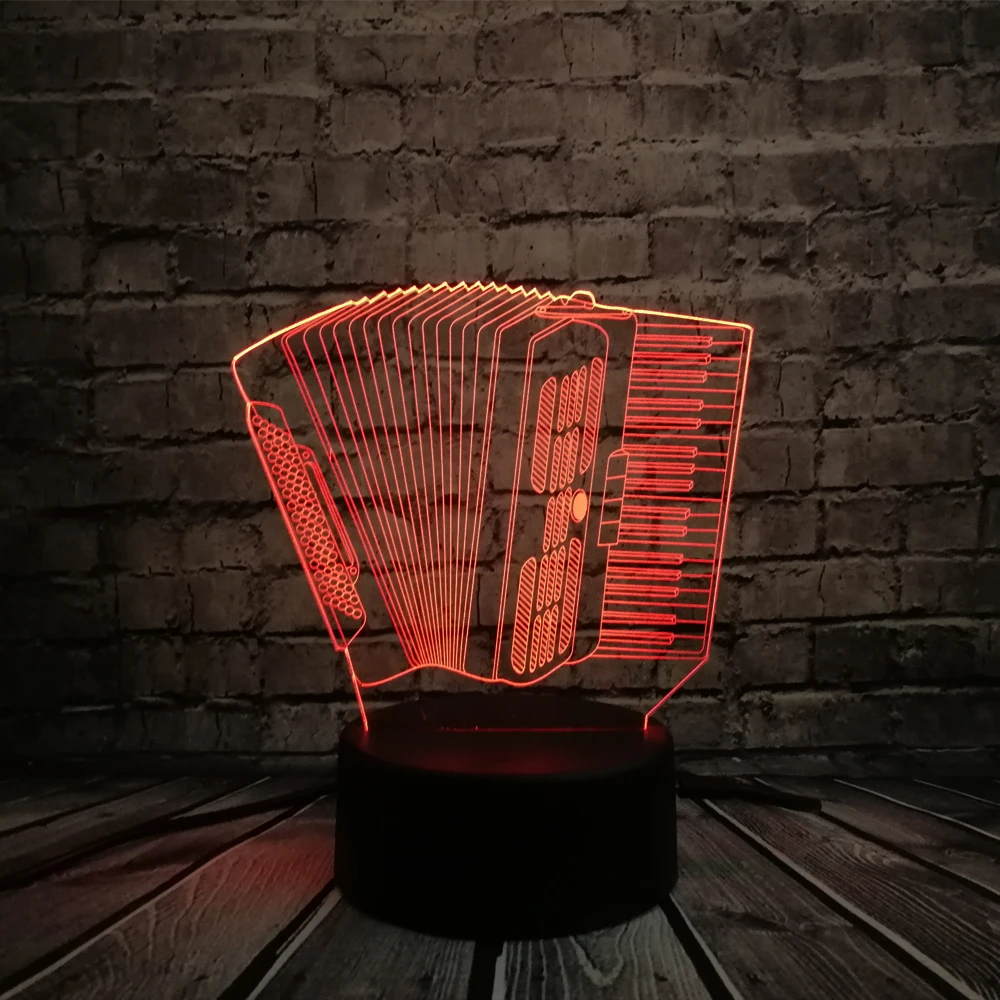2018 Ночник светильник музыкальный инструмент аккордеон 3D USB светодиодный
