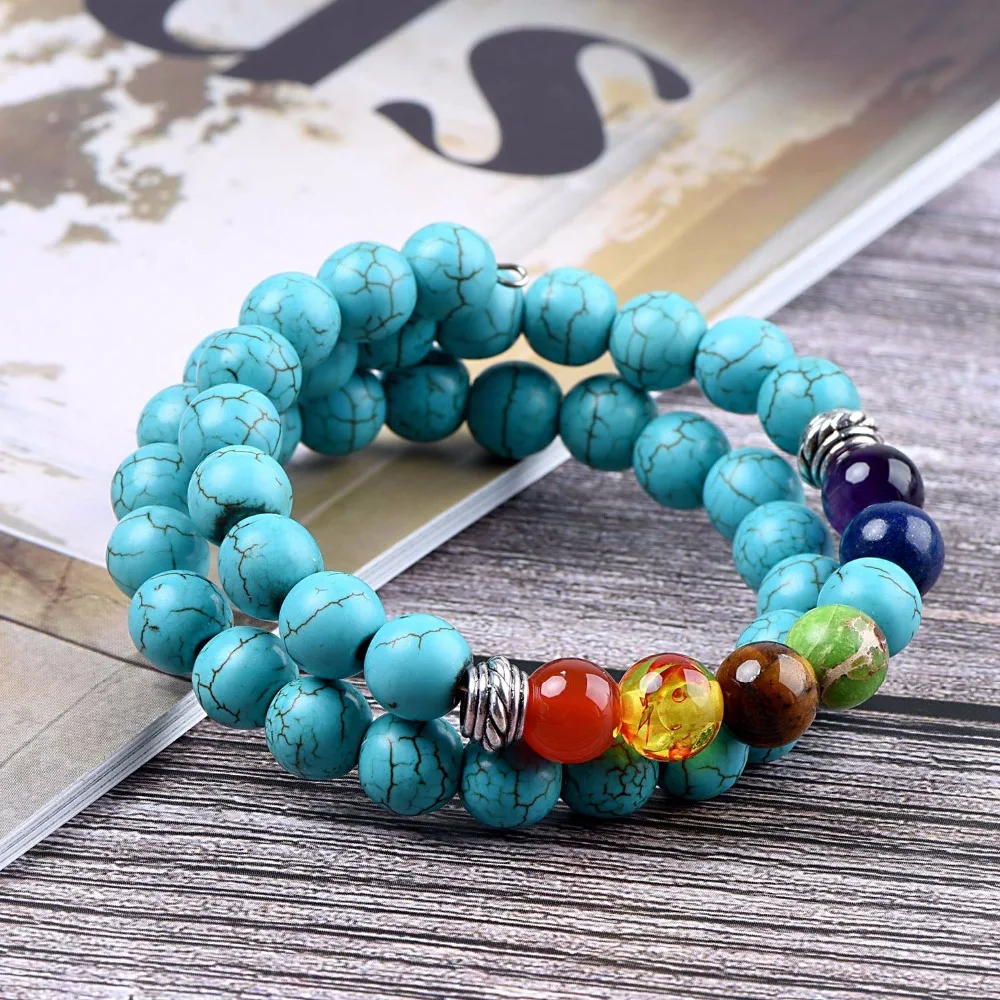 CKKU Jewelry Blue Beads Chakra Healing Balance Energy Bracelet Stones Yoga PD189 | Украшения и аксессуары