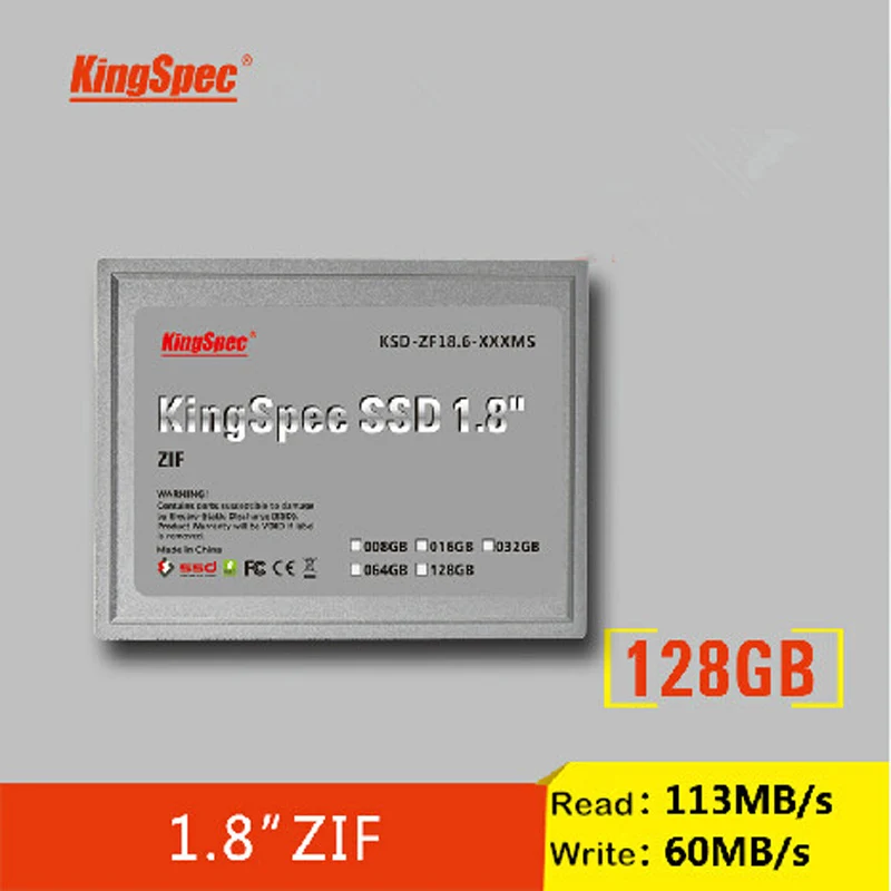 KSD ZF18.6 128MS бренда Kingspec 1.8 дюймов ZIF IDE SSD 128 ГБ твердотельный жесткий диск для