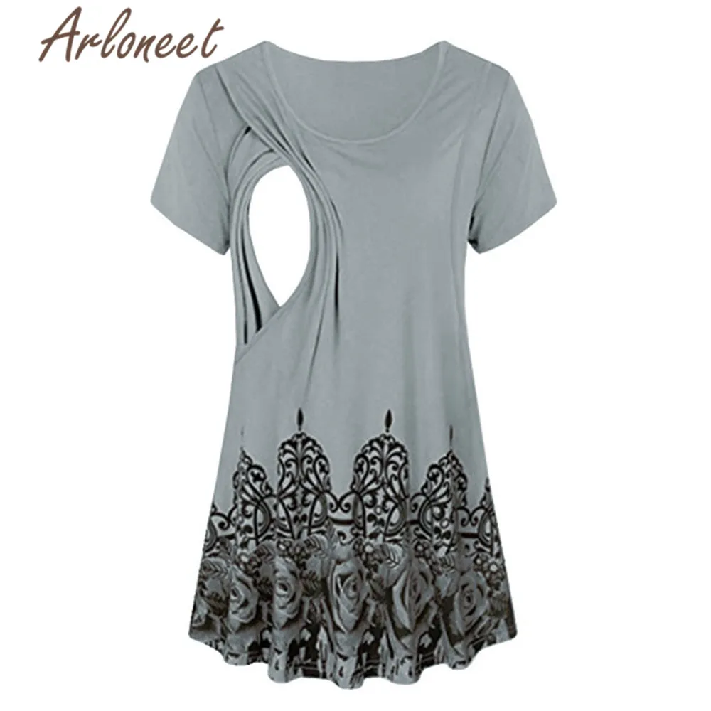 ARLONEET одежда для женщин топы беременных хлопковая Футболка с цветочным принтом