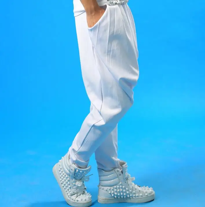 Мужские штаны шаровары для сцены певицы танцев рок модные уличная звезда новинка