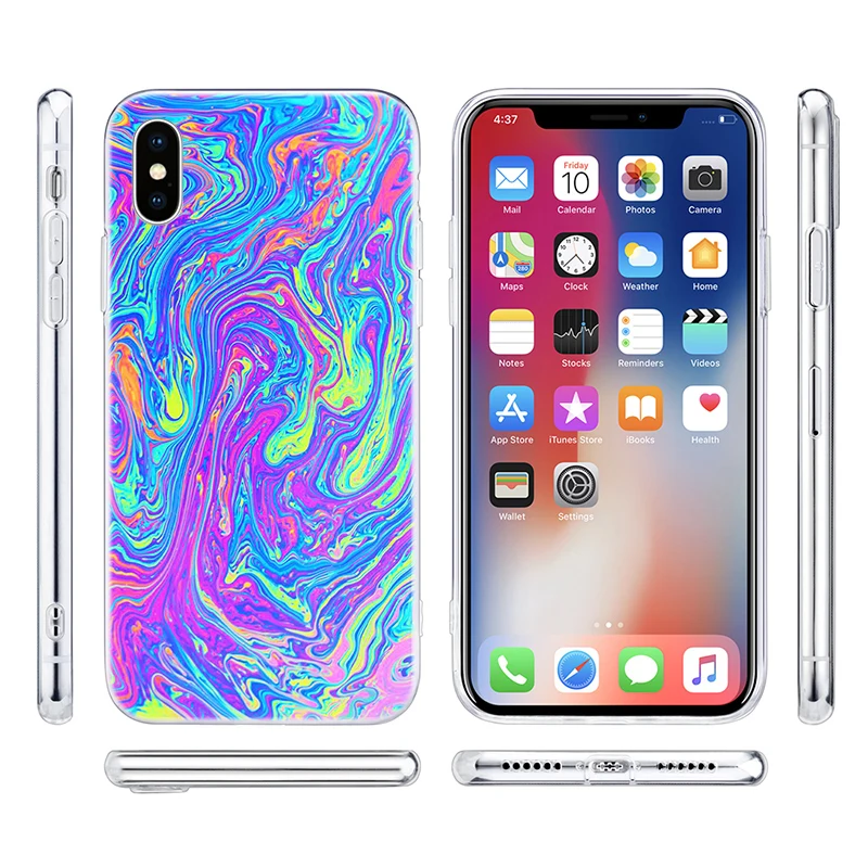 Модный цветной радужный мягкий силиконовый чехол для Apple iPhone 11 Pro XS MAX XR X 7 8 Plus 6 6s 5 5C
