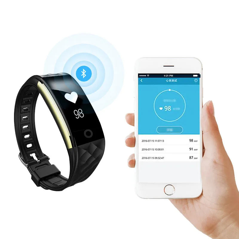 S2 Smart Bluetooth Wristband Heart Rate Monitor Bracelet Display Sports SmartWatch Waterproof For Android IOS Mobile Phone | Электроника