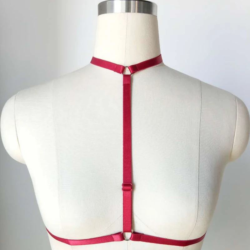 

Gothic Women Sexy Elastic Cage Bra Hollow Out Bandage Strappy Halter Harness Bustier Tops Vest Body Harness Sexy lingerie Bra