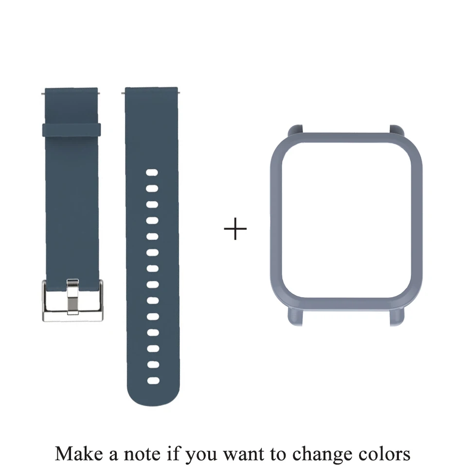 Grey Blue Mijobs силиконовый ремешок Браслет защитный чехол для Xiaomi Huami Amazfit GTS Bip BIT PACE Lite Молодежные часы PC оболочка бампер - Цвет: Grey Blue