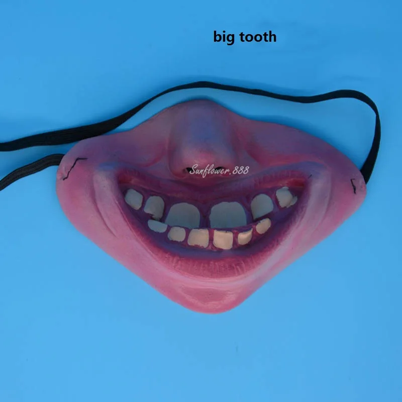 big tooth Веселые, страшные, ужасные маски, вечерние, на День дурака, клоуна, латексные маски для женщин, мужчин и детей, маски на половину лица, Хэллоуин, день рождения, navidad - Цвет: big tooth