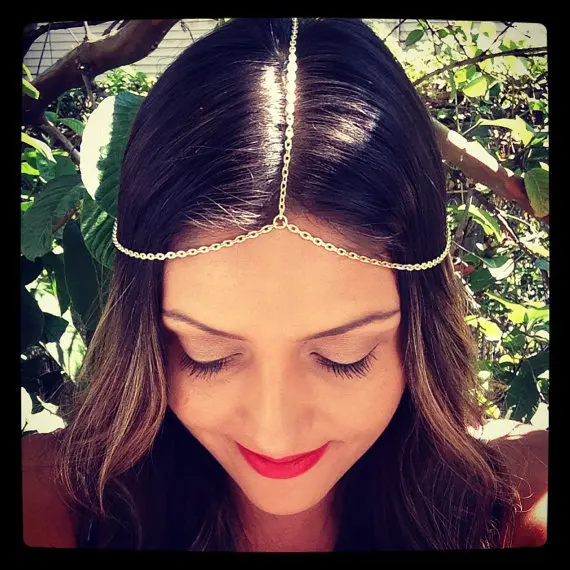 Богемная Женская мода металлическая цепочка для головы ювелирные изделия