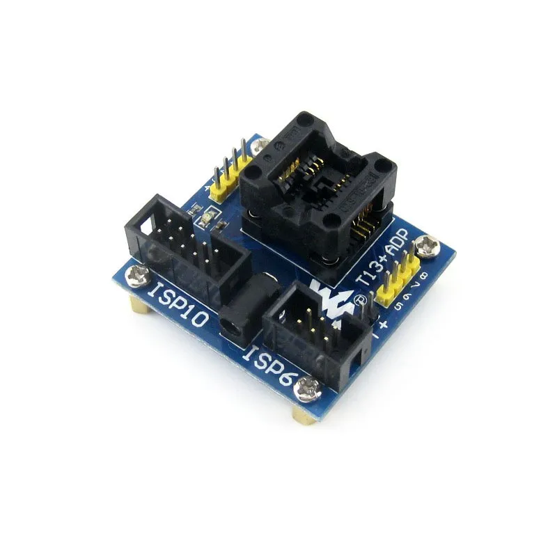 T13 + ADP # ATtiny13 ATtiny12 ATtiny15 ATtiny25 SOIC8 (150 mil) AVR программирующий адаптер тестовый разъем |
