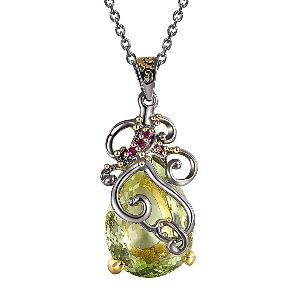 

Deluxe New Pendant for Women Setting with Cubic Zirconia Big Water Drop stone Necklace Black Gold Color Drop Shipping