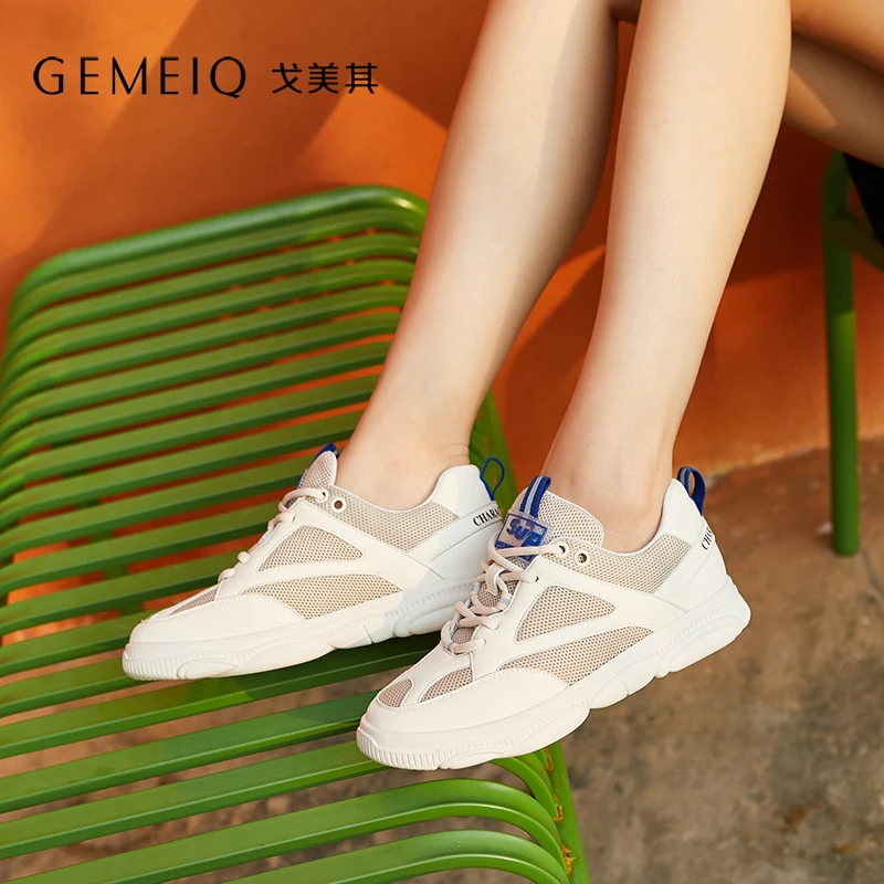 GEMEIQ 2019 Summer new joker white shoe The bear bottom recreational breathable mesh shoes for women's | Обувь