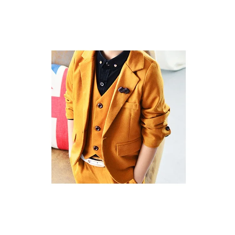 

Kids 3PCS Vest+Pant+Blazer Solid Suit for Boys Formal Party Dress Suit with Flower Boys Wedding Suit