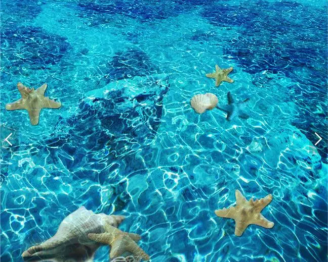 Самоклеящиеся виниловые обои 3d ПВХ для пола на заказ с прозрачной водой морскими