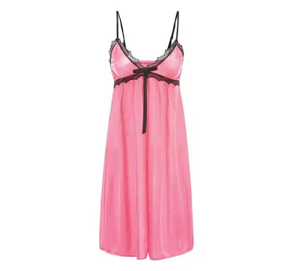 

Black/White 4 Colors Summer Women Nightgown Silk Female Nightdress Ladies Sexy Satin Night Dress Lace Women Sleepwear E1010