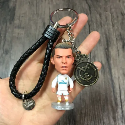 White C Ronaldo Россия Кубок мира Барселона C Роналду автомобильные Брелоки для ключей связка для ключей кулон вращающийся футбольный Значок команды спортивный браслет - Цвет: White C Ronaldo