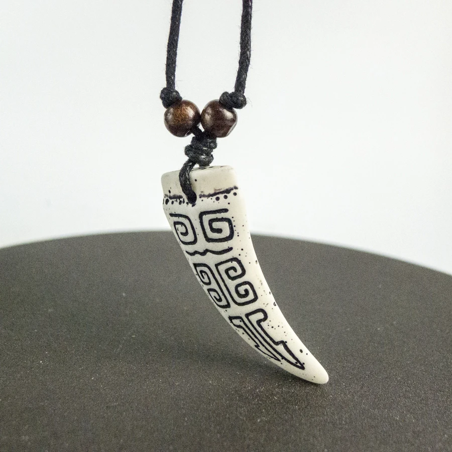Резьба по зубам ограничение материал из кости яка ожерелье кулон винтажные