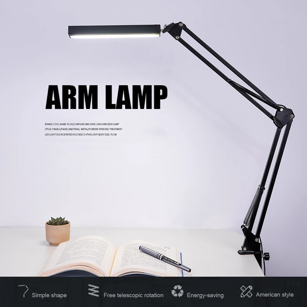 

Super Bright Desk Lamp Folding Reading Light Energy Saving Flexible Eye-protection Lamps Stepless Dimming Office Table Lamp