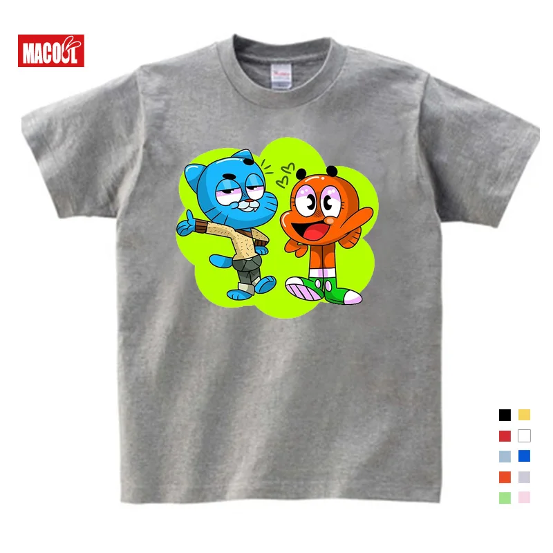 Футболка с надписью «The Amazing World of Gumball Darwin Good Bad Ugly» Новинка, крутые топы, футболка с короткими рукавами для мальчиков детская рубашка От 3 до 9 лет YUDIE