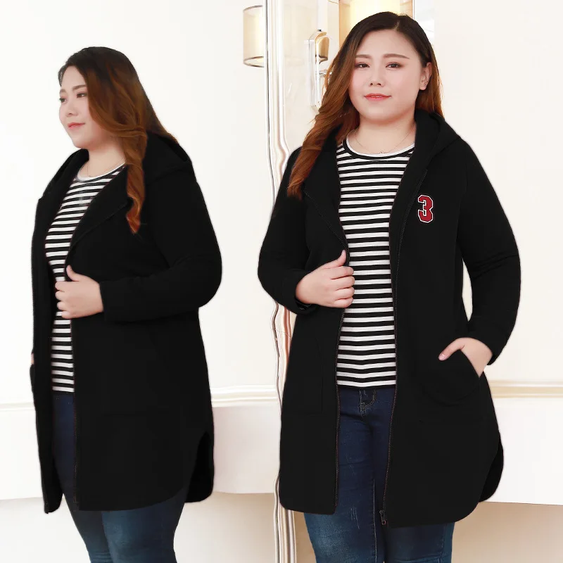 Весеннее длинное пальто для женщин размера плюс 10XL 8XL 6XL длинное повседневное пальто для женщин s большой размер длинная куртка с капюшоном MSFS - Цвет: Черный