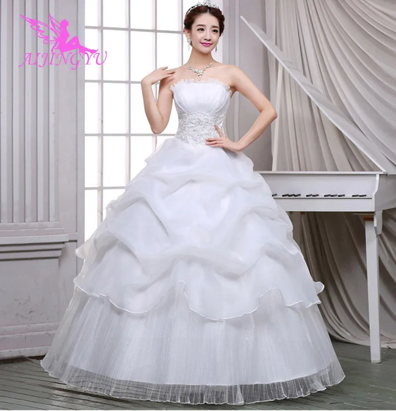 

AIJINGYU 2021 marriage Customized new hot selling cheap ball gown lace up back formal bride dresses wedding dress FU135