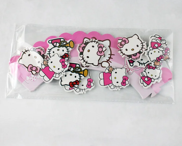 Новые детские розовый рисунок Hello Kitty Бумага Завертчицы топперы 12 шт. обертки +