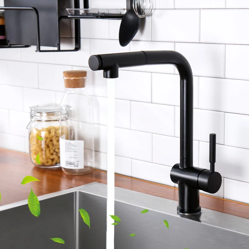 

Matte Black Kitchen Faucets with Pull Down Sprayer, Single Handle Kitchen Sink Faucet with Pull Out Sprayer