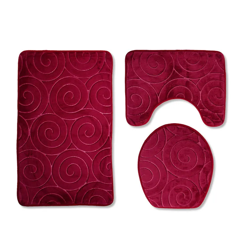 

Anti Slip Shower Carpets Set Home Toilet Lid Cover Shower Room Rug Floor Mats Bathroom Bath Mat Set Toilet Rugs Flannel