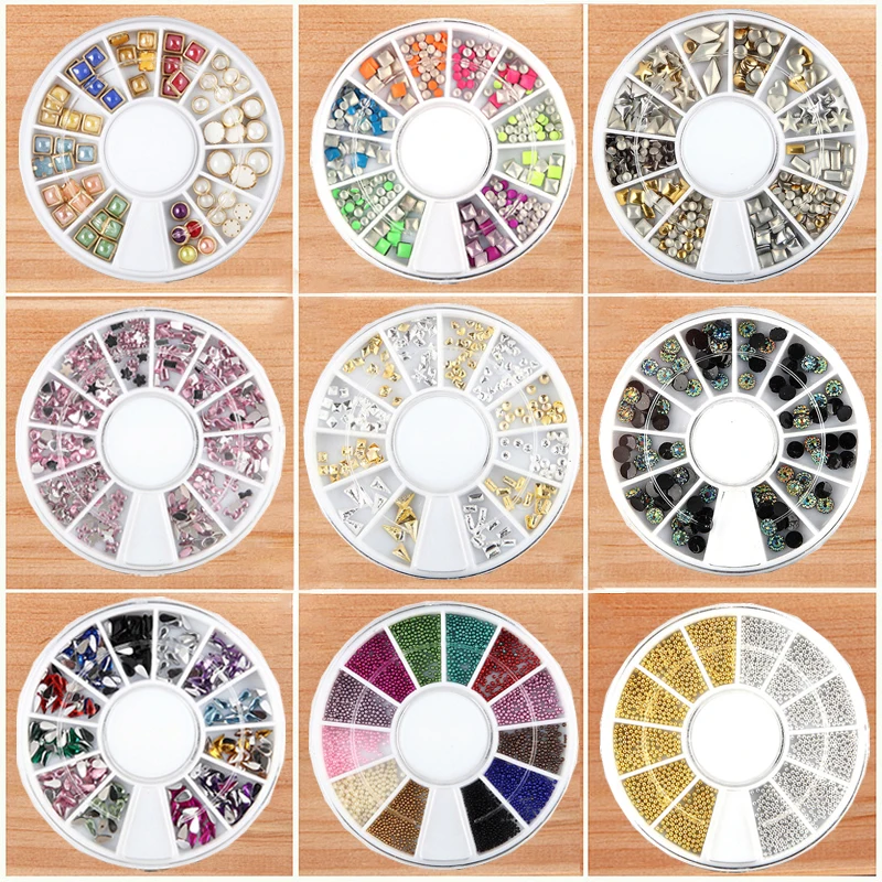 AB Стразы для ногтей с блестящими жемчужинами разноцветные бусины из золотого