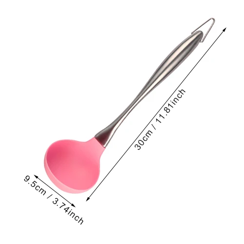 Pink spoon B Кухонные антипригарные инструменты для приготовления пищи, силиконовая ложка, лопатка, половник, венчики для яиц, лопата, посуда, приспособления для выпечки, столовая посуда, аксессуары - Цвет: Pink spoon B