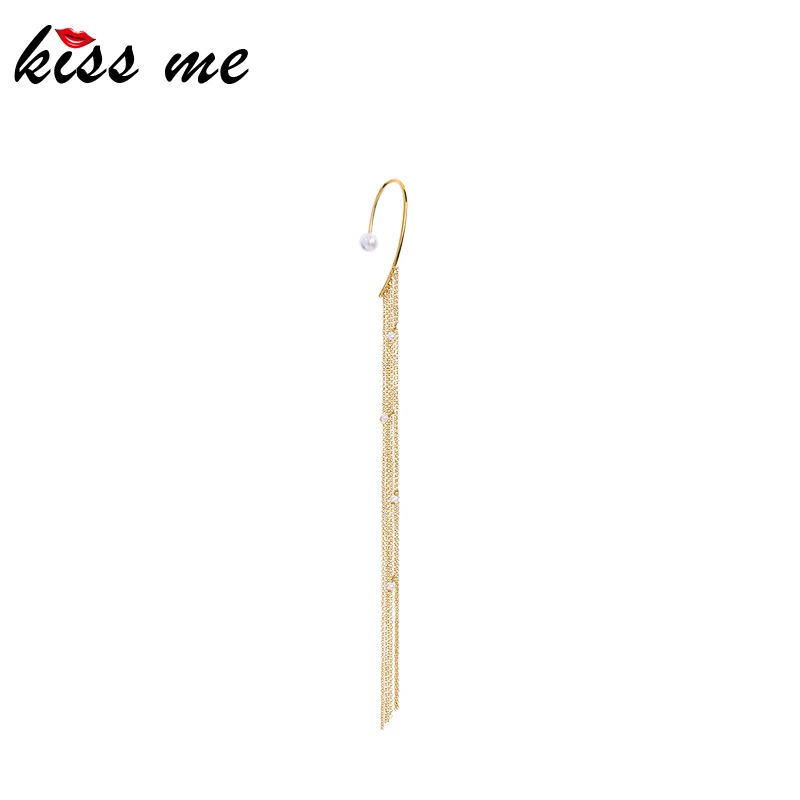 Gold Color Kissme односторонняя акриловая жемчужина длинные цепочки висячие серьги-кисточки для женщин белый золотой цвет модные Висячие серьги ювелирные изделия - Окраска металла: Gold Color