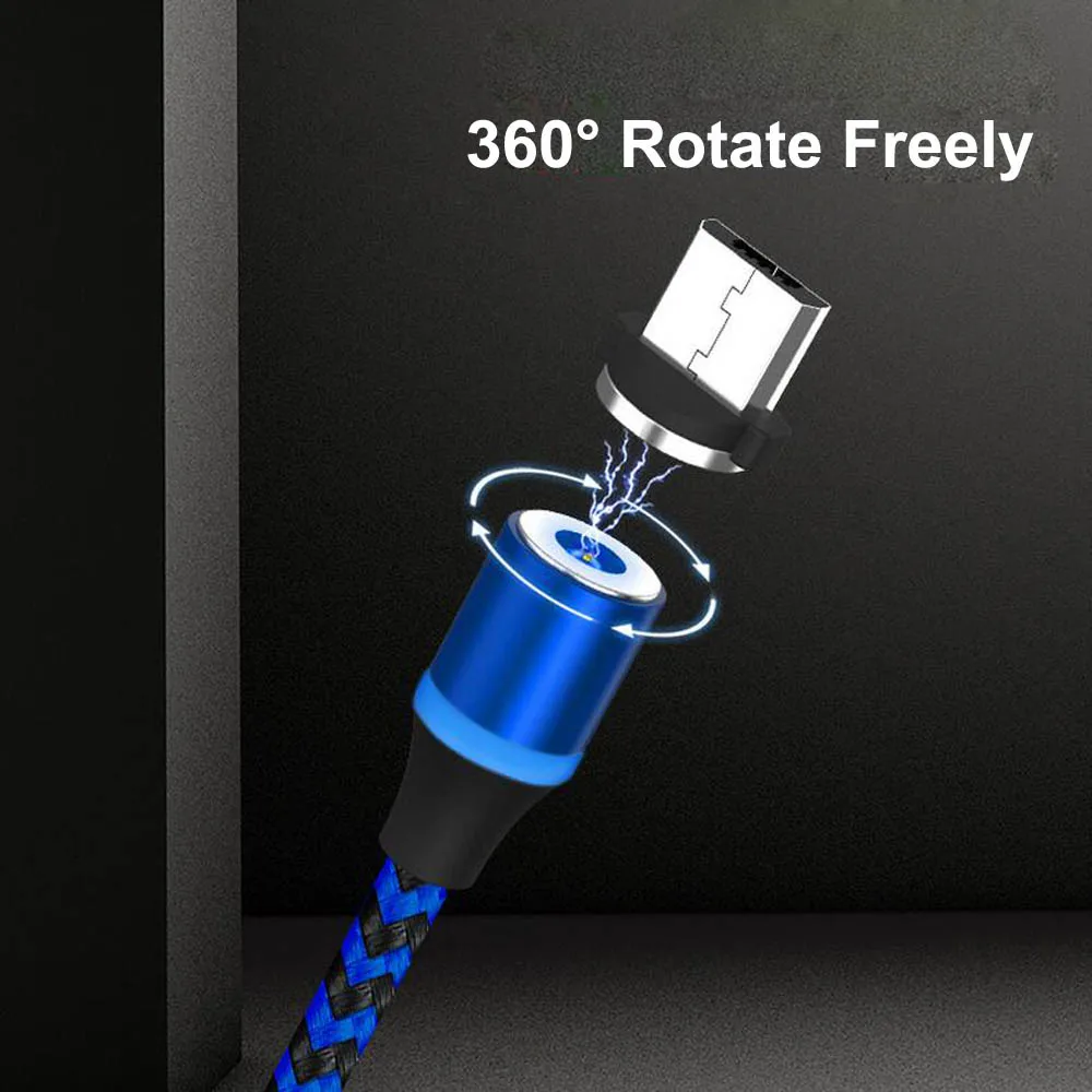 Магнитный USB кабель для передачи данных с поворотом на 360 градусов 3 в 1 зарядный