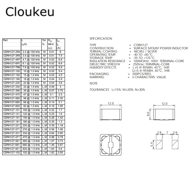 10 шт. CD127 2.2UH/2R2 SMT индуктор питания дроссельные катушки (12*12*7) RH127 | Обустройство