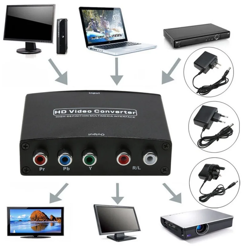 4K HDMI к 5RCA RGB компонент YPbPr видео + R/L аудио адаптер конвертер HD TV DVD |