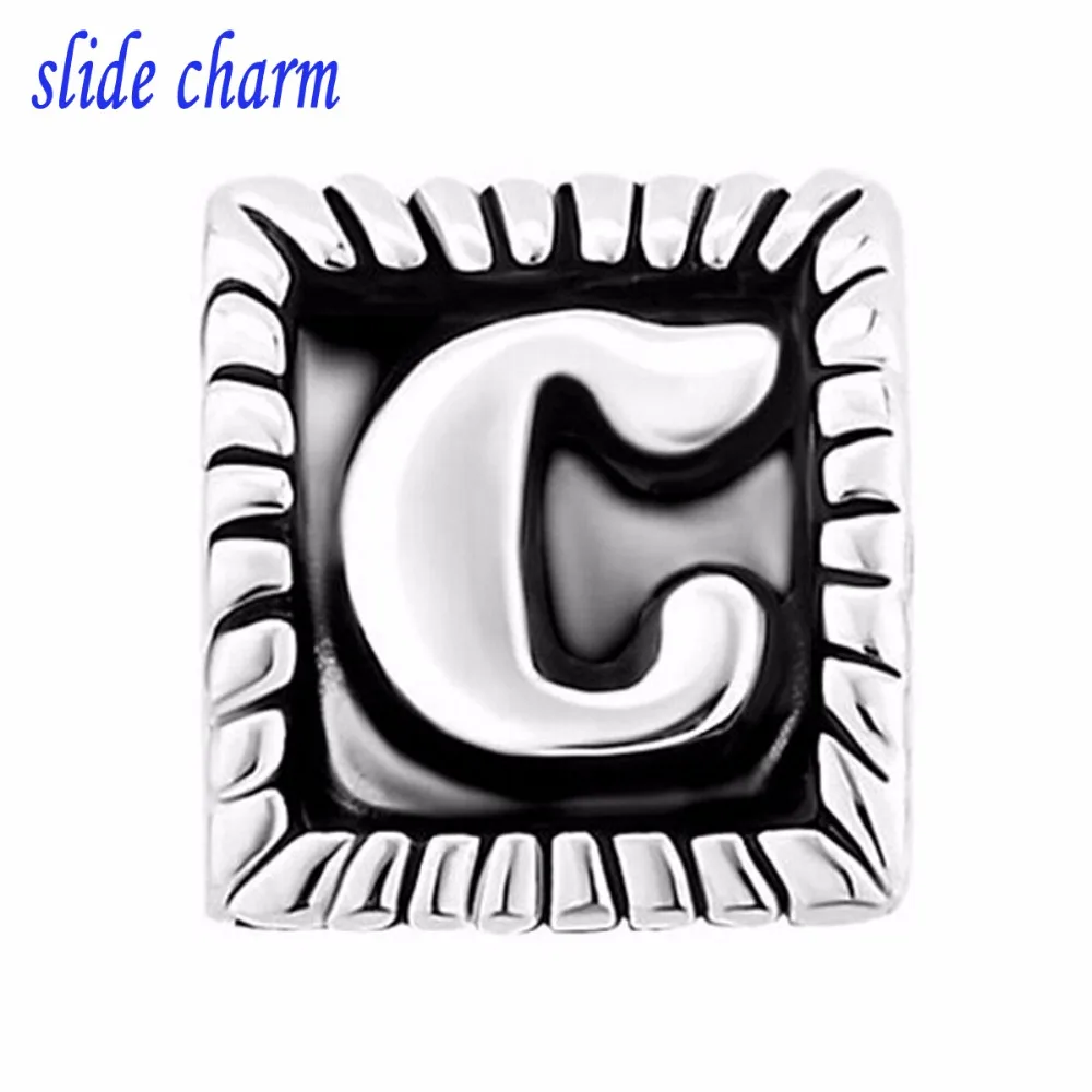 slide charm Free shipping Valentine's Day gift antique style &quotC&quot letter triangle beads fit Pandora bracelet | Украшения и