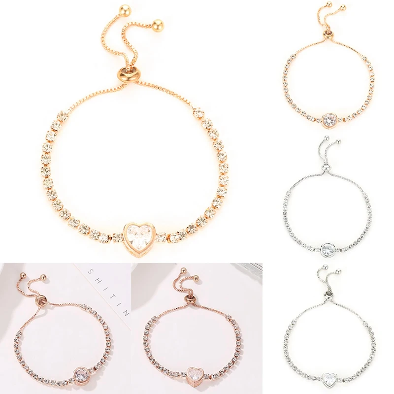 Zircon Tennis Chain Bracelet Men's Hip hop Jewelry Copper Material Gold Silver Rose Color Box Clasp Link | Украшения и