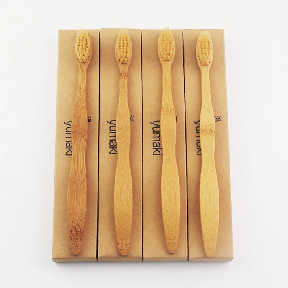 Зубная щетка из бамбукового волокна с мягкой щетиной 100 шт.|wood toothbrush|toothbrush woodnovelty