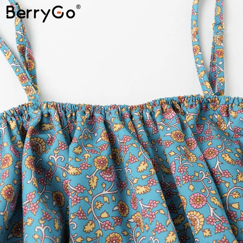 BerryGo Boho платья цветочный принт женское длинное платье Элегантное летнее с