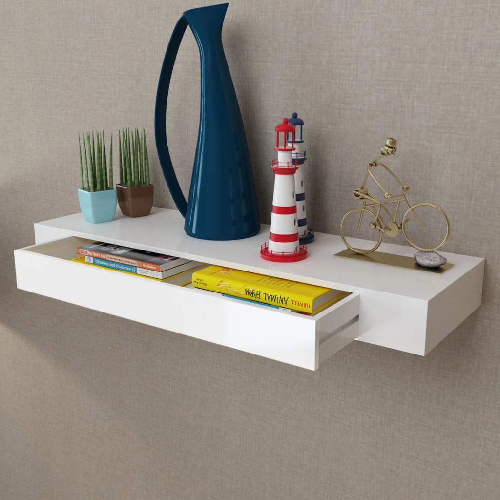 Ikayaa настенная полка МДФ книги/DVD книжная Pegboard с 1 ящиком DE US FR ES сток|wall shelf book|book