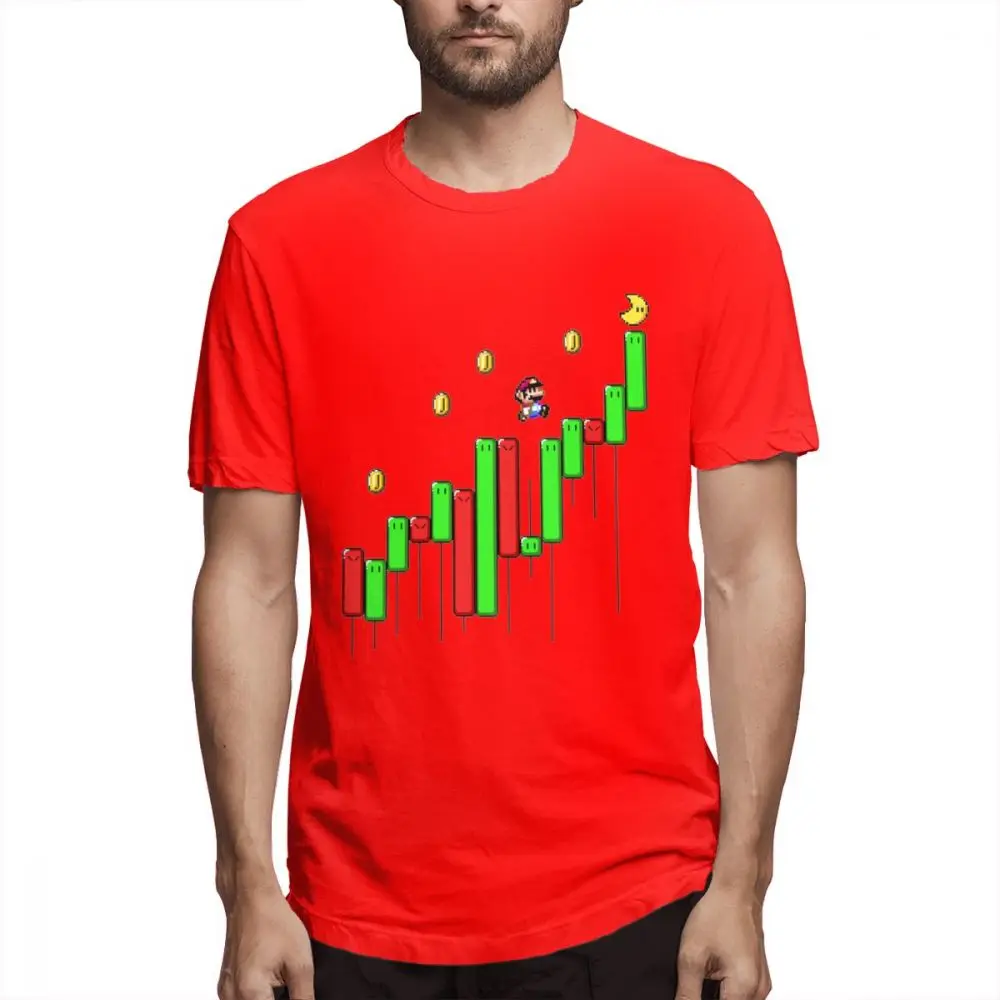 red Супер Марио футболка Forex Фондовый рынок валюты трейдер инвестиций Футболка Топ дизайн Новое поступление, горячая Распродажа с круглым вырезом футболки - Цвет: red