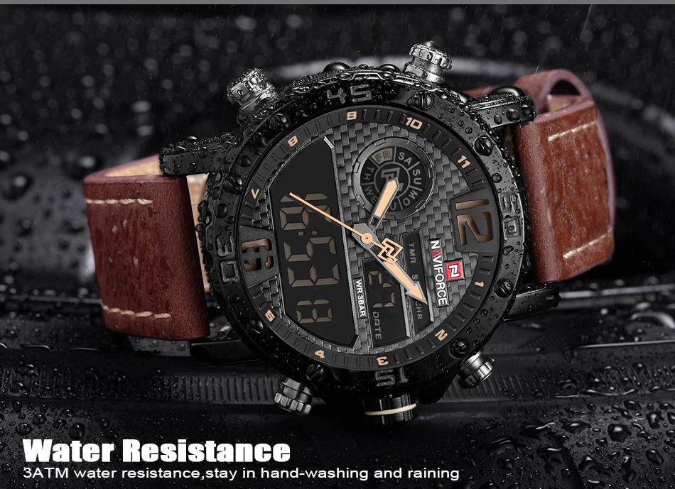 Мужские часы класса люкс от бренда NAVIFORCE, мужские спортивные часы, водонепроницаемый светодиодный цифровой кварцевые мужские военные наручные часы, мужские часы