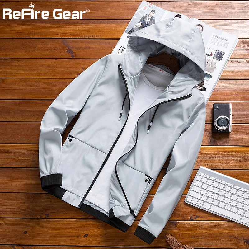 Куртка ReFire Gear мужская с капюшоном повседневная ветрозащитная тонкая Модная