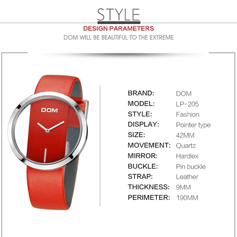 DOM Роскошные Брендовые женские часы Мода Повседневное кварцевые уникальный
