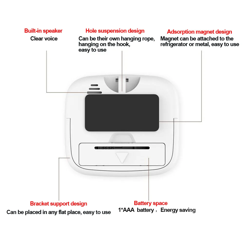 Electronic Sports ABS Portable Clear Voice Kitchen Timer Countdown Alarm LCD Digital Office Battery Powered With Speaker Home | Дом и сад