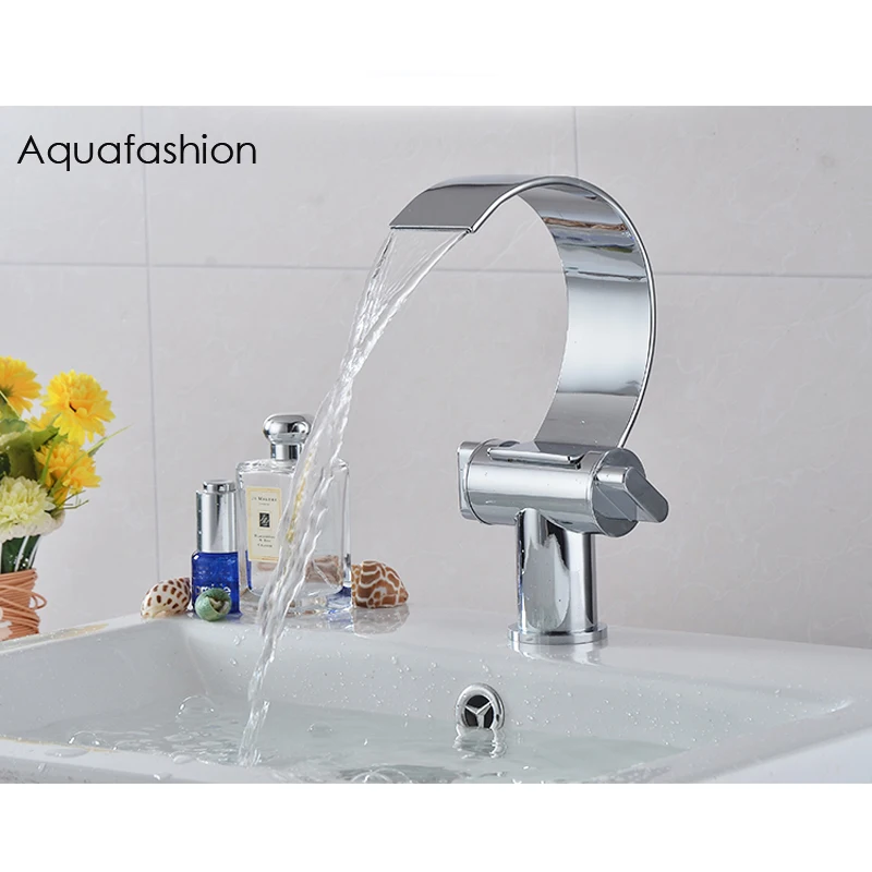 New Arrival Waterfall Faucet Cold and Hot Water Bathroom Curved Lavatory Faucets | Обустройство дома
