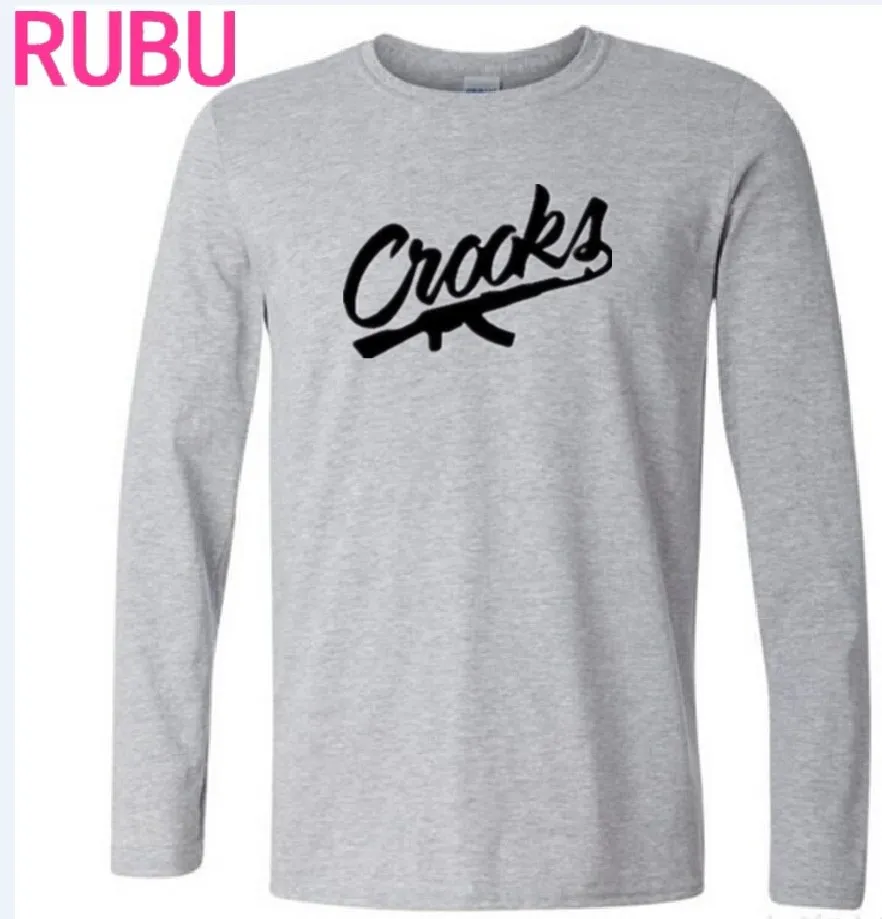 2017 Crooks &amp Castles с длинным рукавом Футболка рукавами и круглым воротником