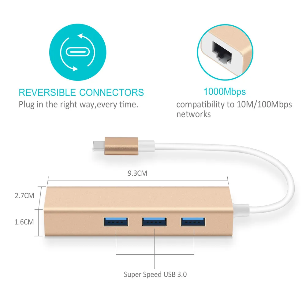 Basix usb 3 1 Type C концентратор для Ethernet Rj45 Lan адаптер порта типа Hub1000Mbps Gigabit USB3.0 сетевая