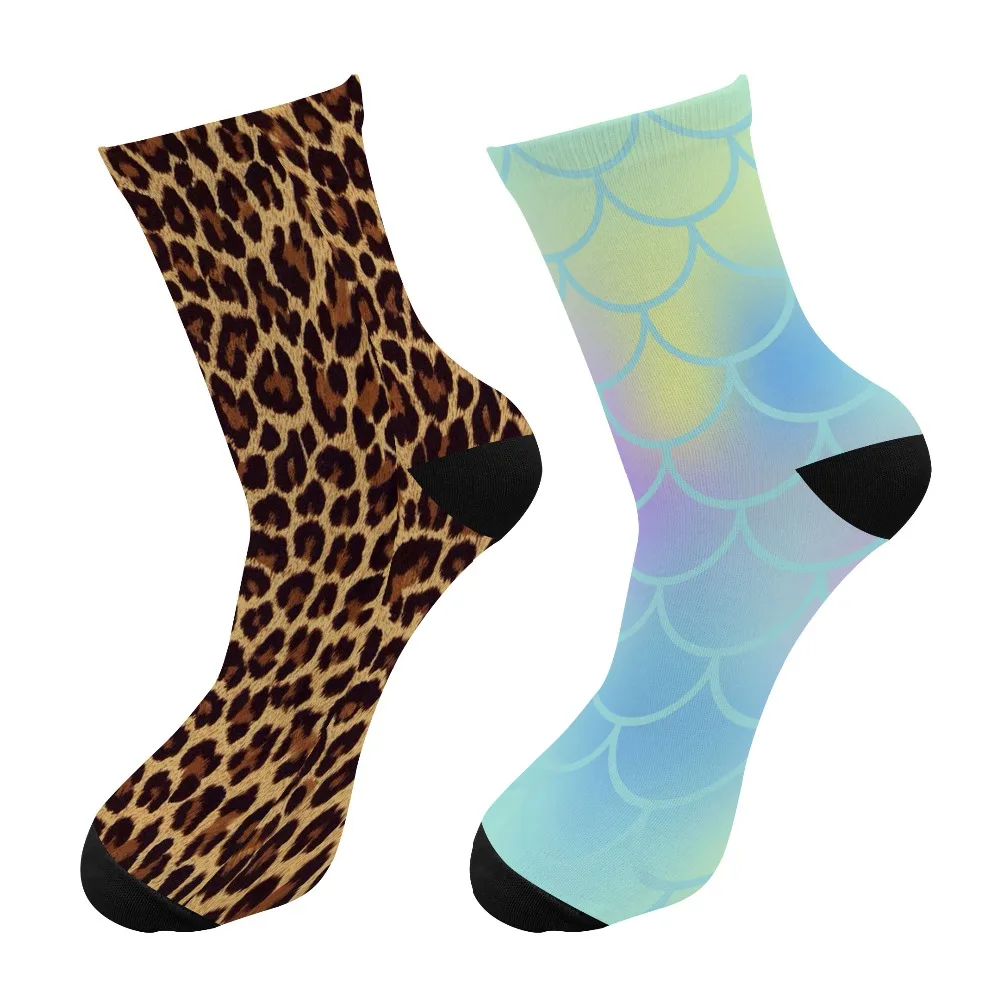 

New 3d Printing Fish Scale Men's Crew Socks Women Leopard Knee High Long Socks Novelty Funny Crazy Turkey Happy Tube Socks